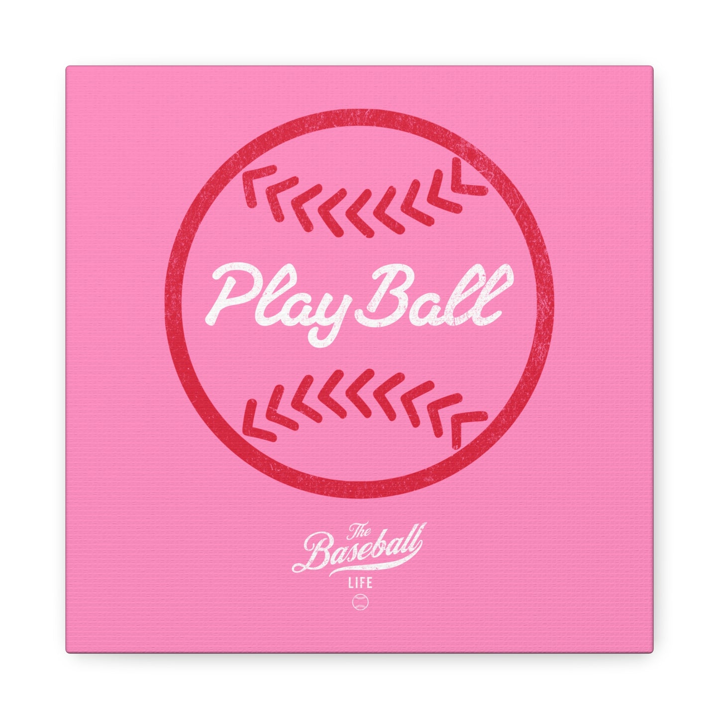 Play Ball Graphic Baseball Wall Art Canvas_Bubble Gum Pink