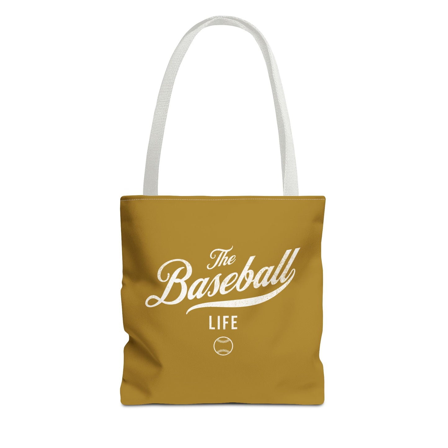The Baseball Life Tote Bag_Old Gold w White Print
