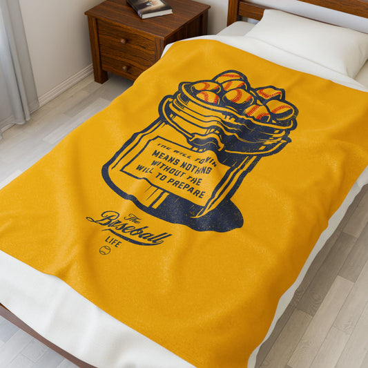 Velveteen Plush Blanket_Bucket of Balls (The Will To Prepare)_Yellow Gold