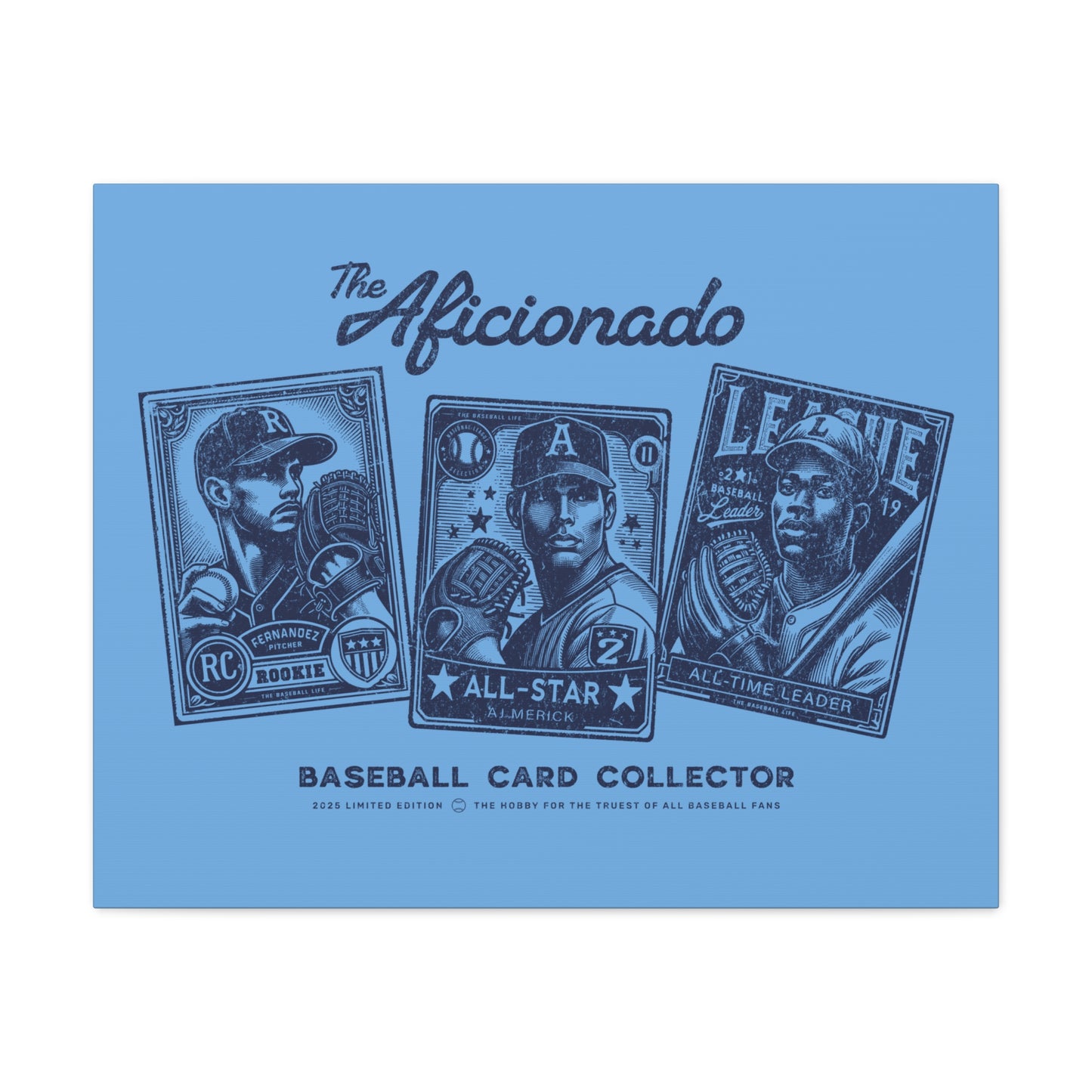 The Aficionado Baseball Card Collector Wall Art Canvas_Carolina Blue