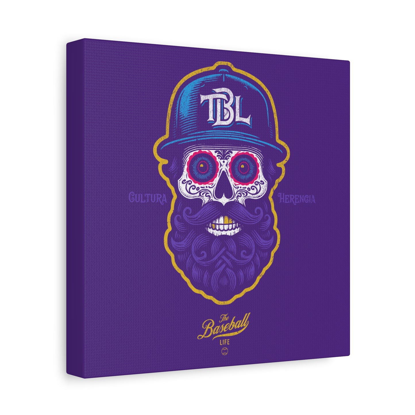 Beisbol Sugar Skull Series_Player 2 Wall Art Canvas_Purple