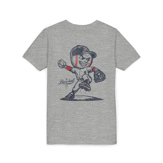 Youth Mr. Baseball Mascot Pitching T-Shirt