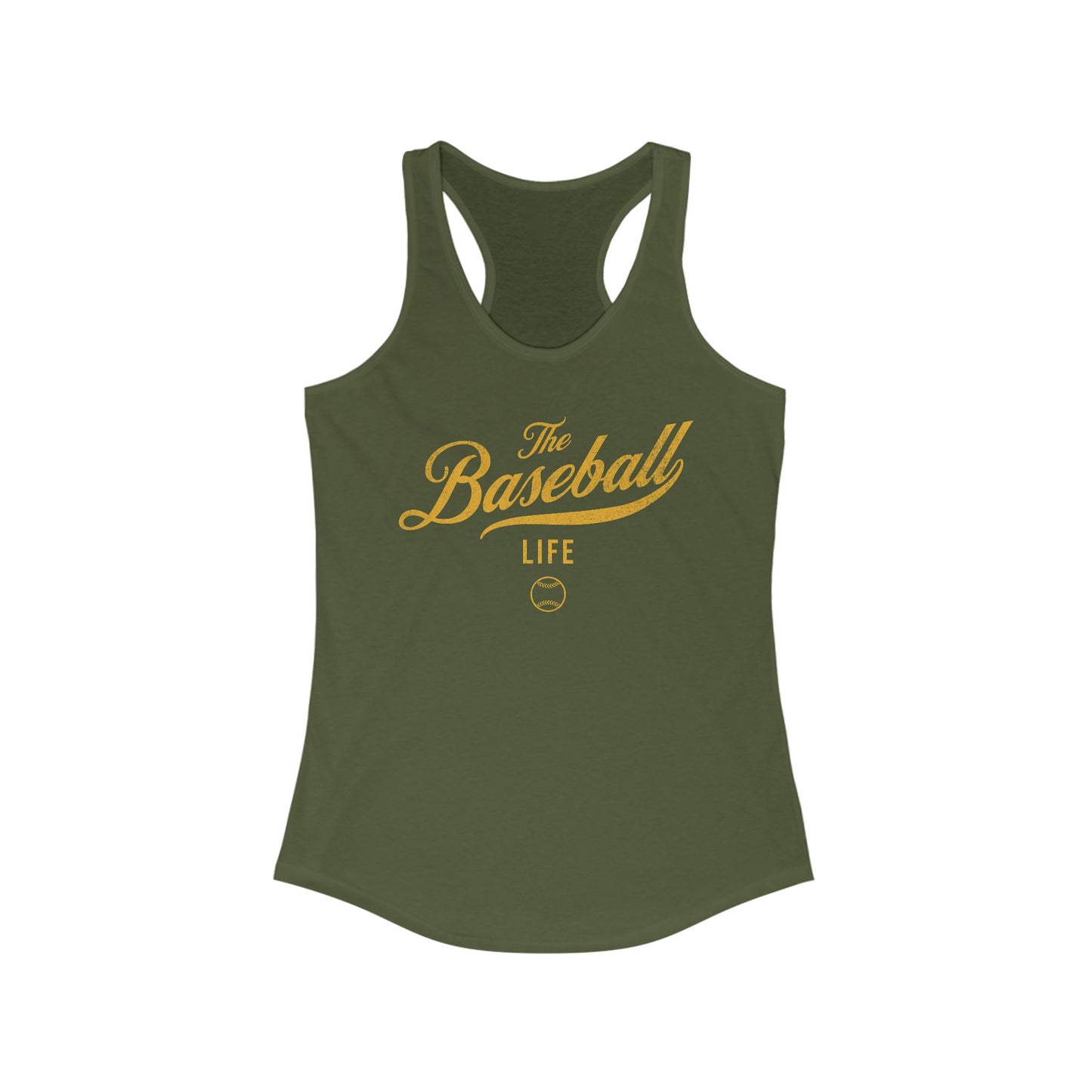 The Baseball Life Classic Script Tank_Yellow Gold Print