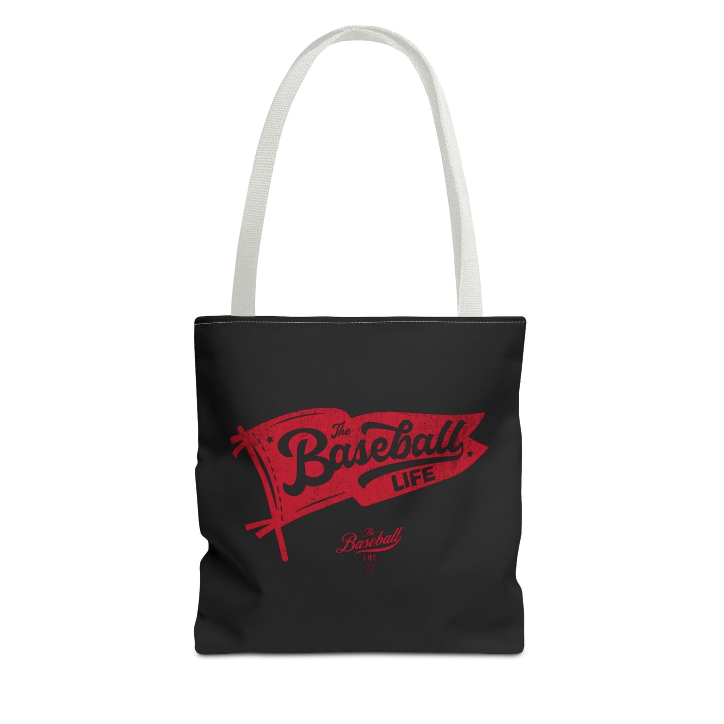 Vintage Pennant Tote Bag_Red Print on Black