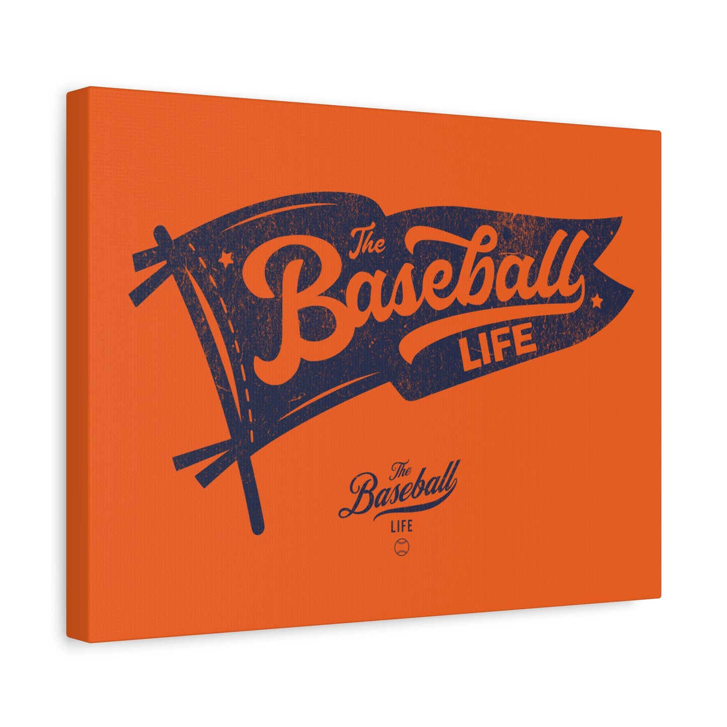 Classic Pennant Wall Art Canvas_Navy Print on Orange