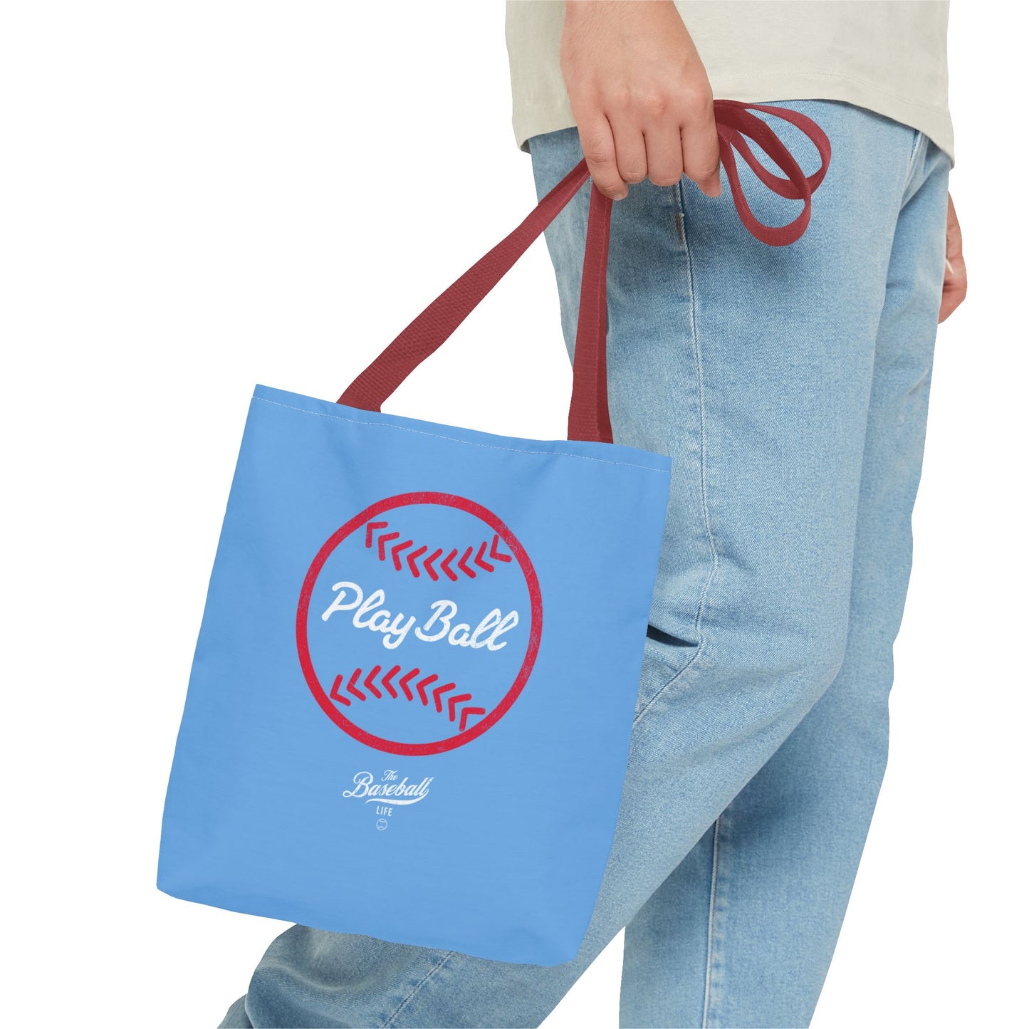 Baseball Icon Play Ball Tote Bag_Carolina Blue