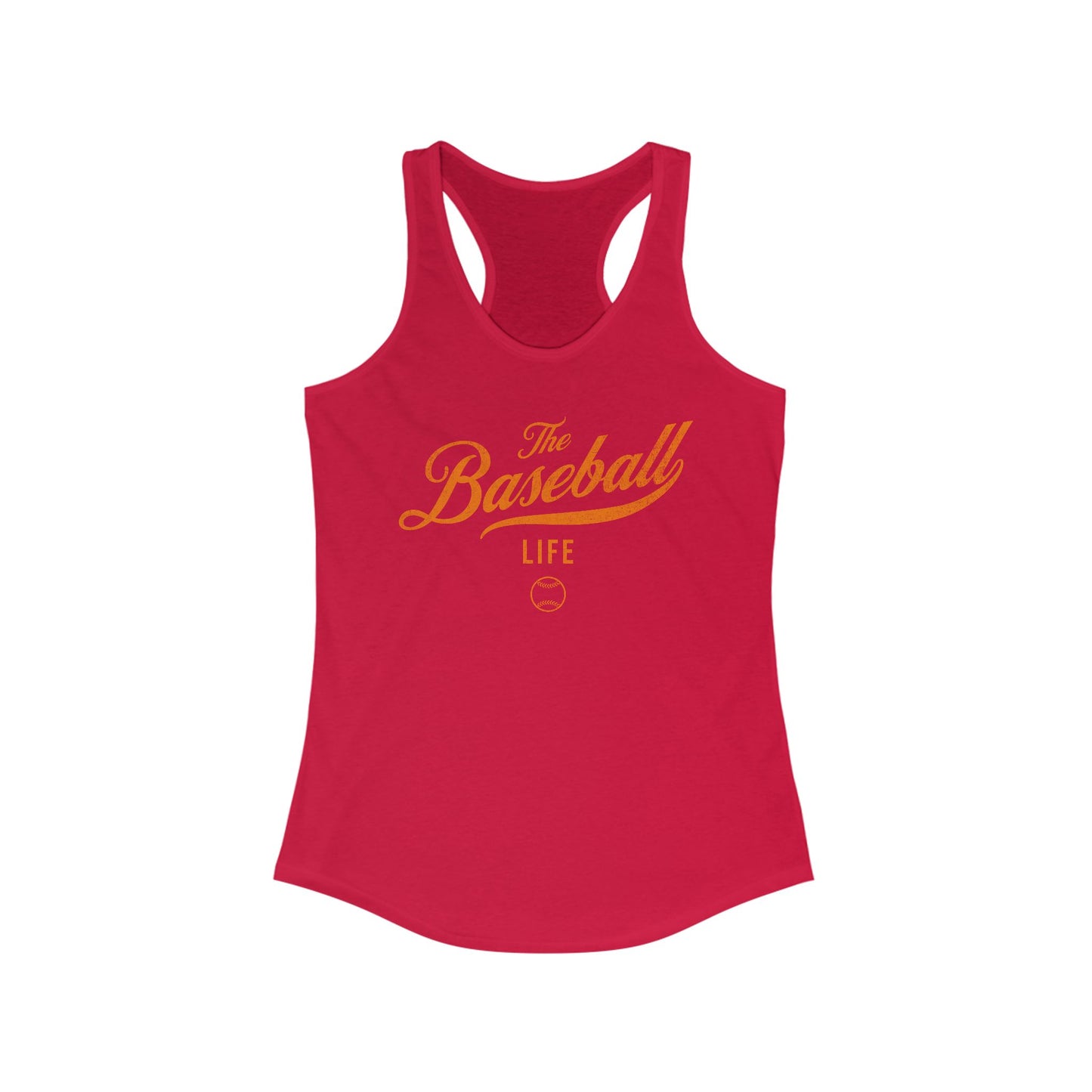 The Baseball Life Classic Script Tank_Orange Print