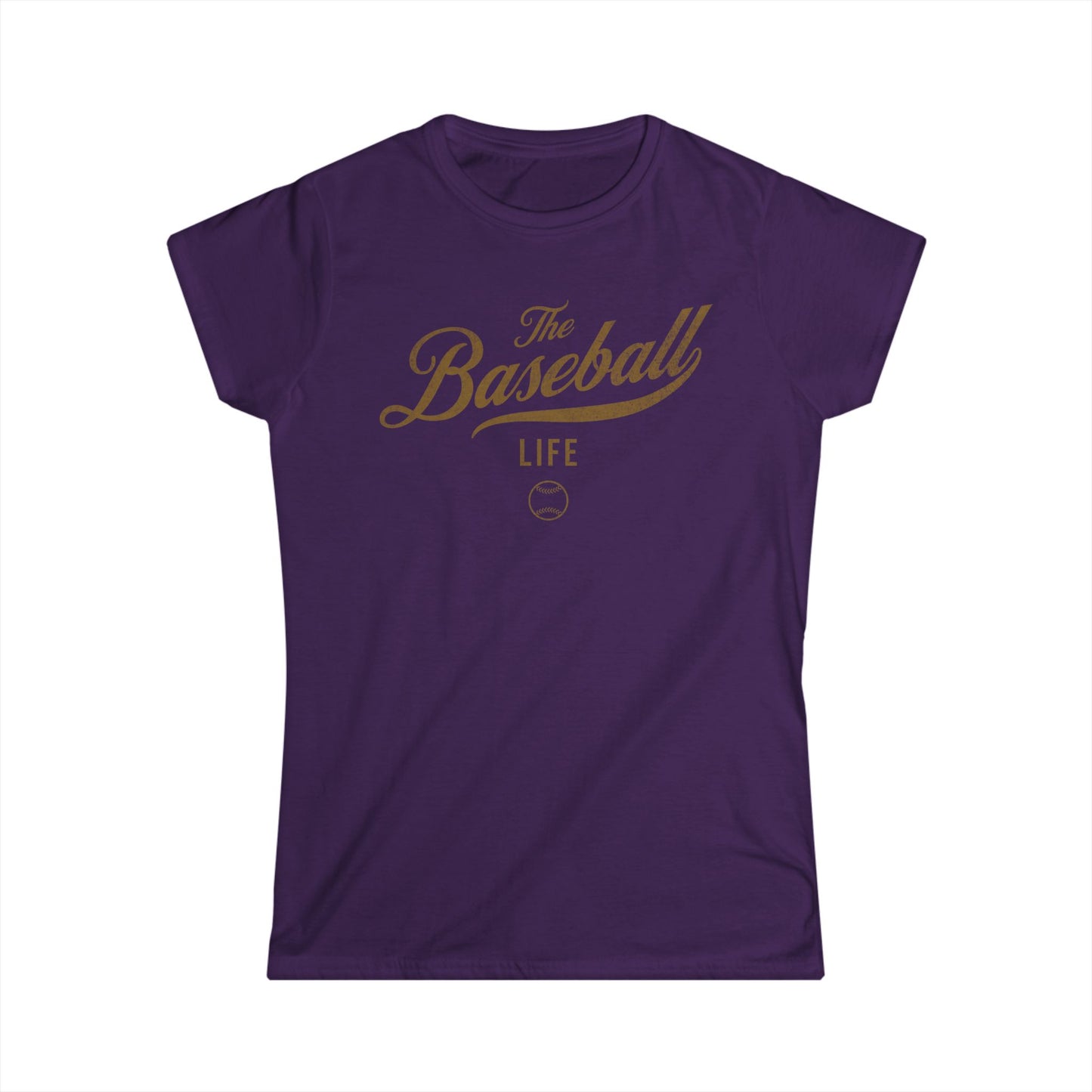The Baseball Life Classic Script Tee_Women's_Old Gold Print