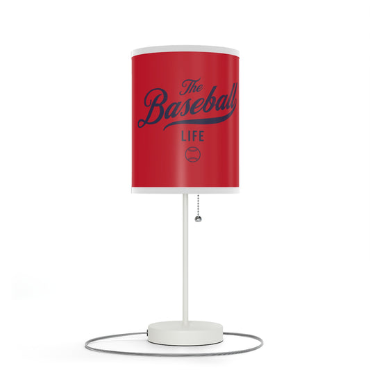 Table Lamp_Red w Navy Print