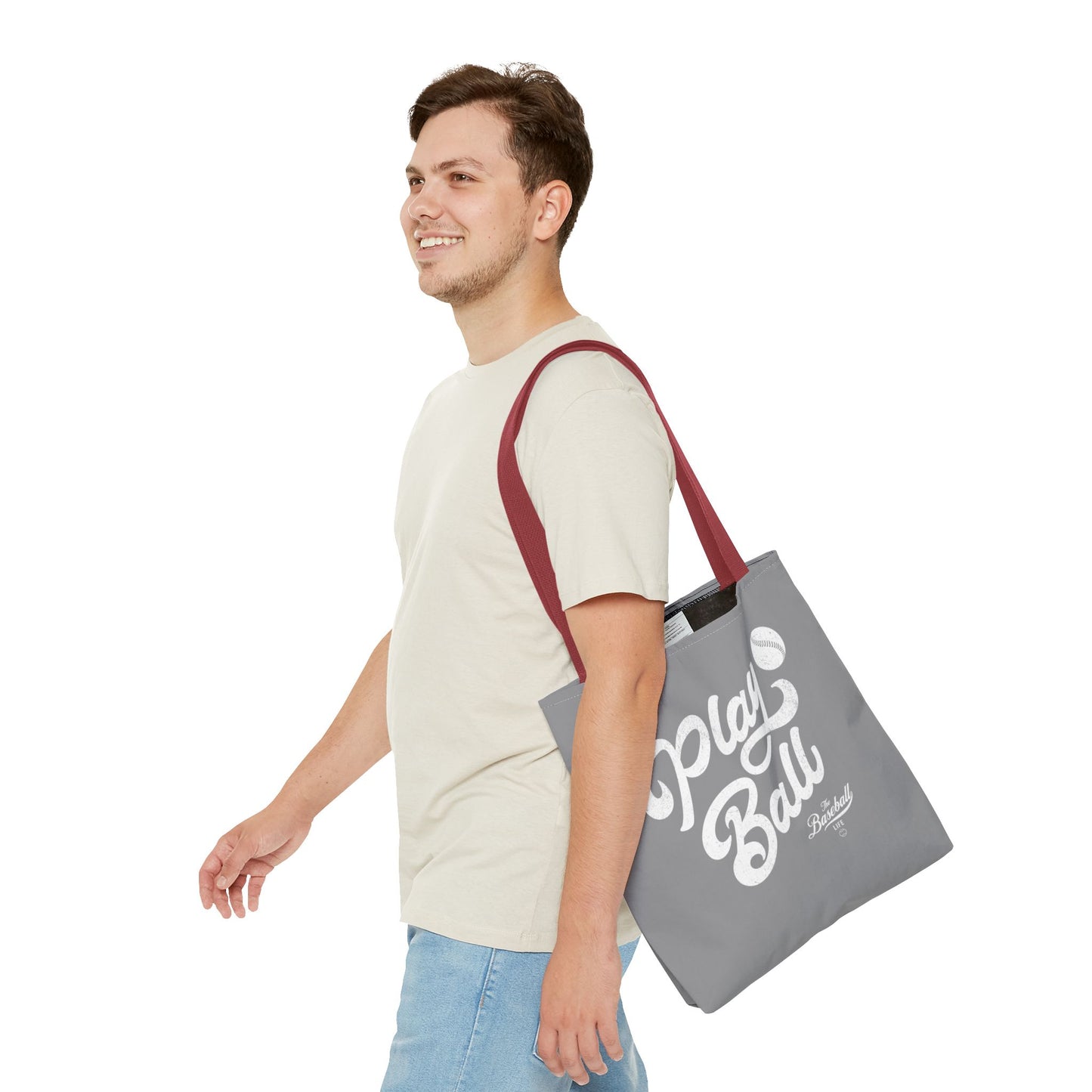 Play Ball Script Tote Bag_Medium Gray