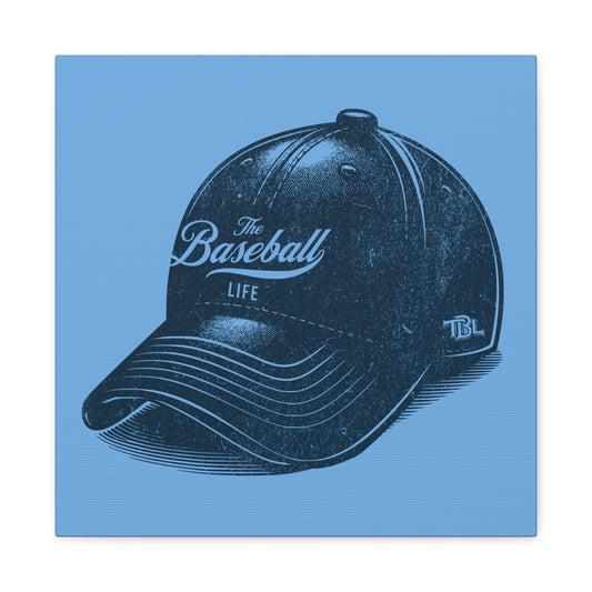 The Baseball Life Ball Cap Wall Art Canvas_Carolina Blue