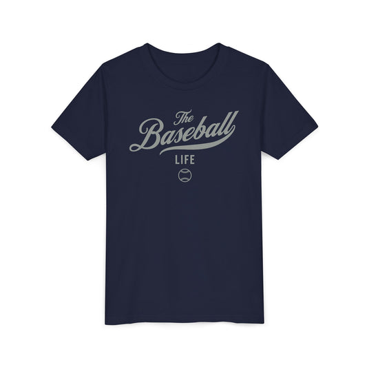 Youth The Baseball Life Classic Script T-Shirt_Silver Gray Print