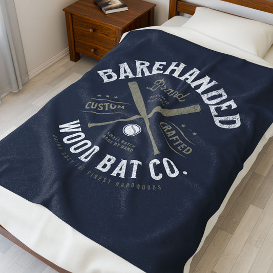 Velveteen Plush Blanket_Barehanded Wood Bat Co._Navy