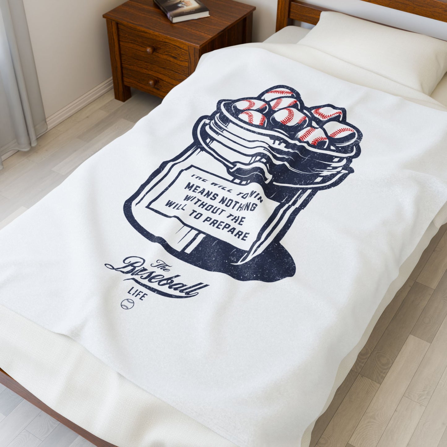 Velveteen Plush Blanket_Bucket of Balls (The Will To Prepare)_White