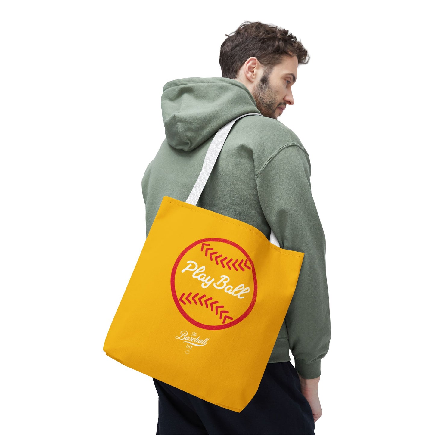 Baseball Icon Play Ball Tote Bag_Yellow Gold