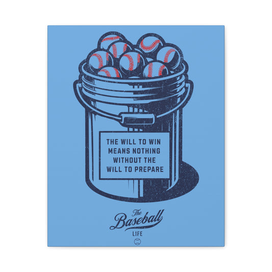 Bucket of Balls (The Will To Prepare) Wall Art Canvas_Carolina Blue