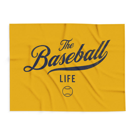 Fleece Blanket_Yellow Gold w Navy Print