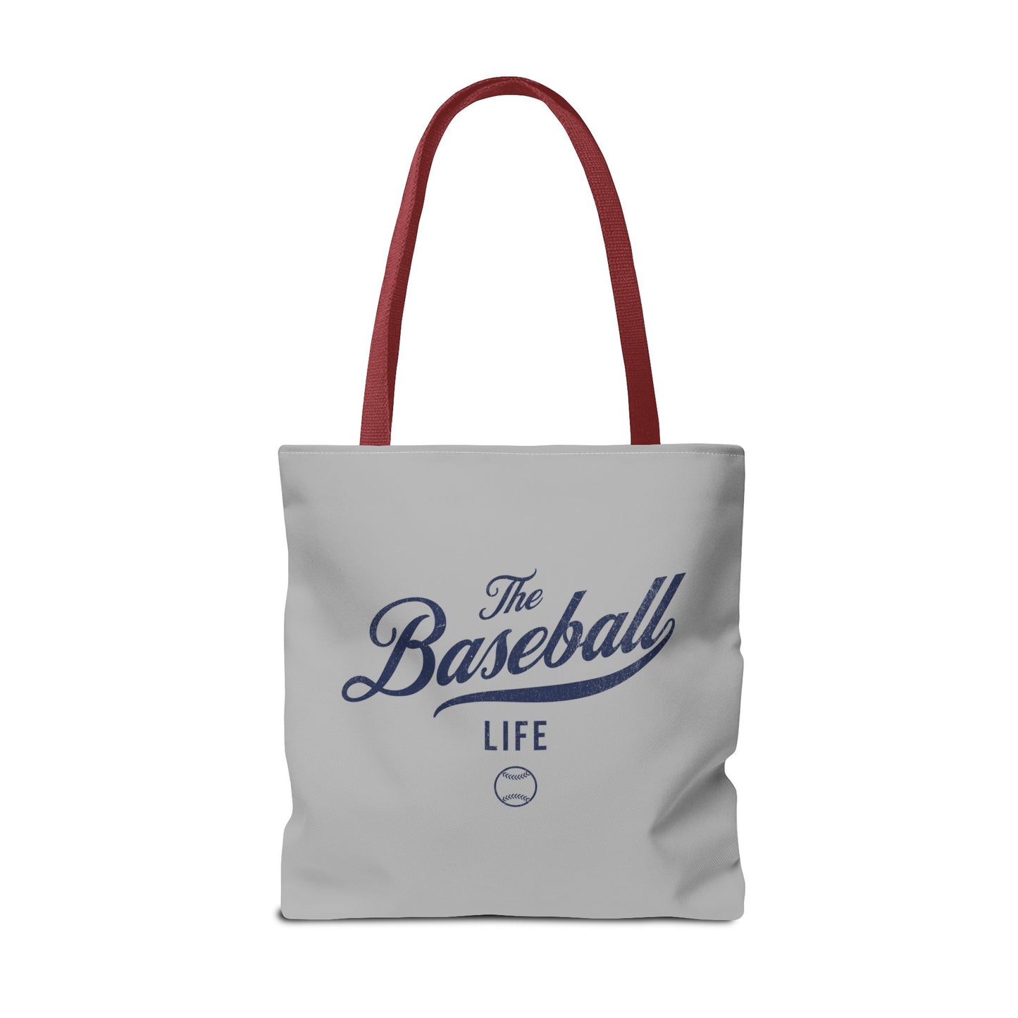 The Baseball Life Tote Bag_Gray w Navy Print