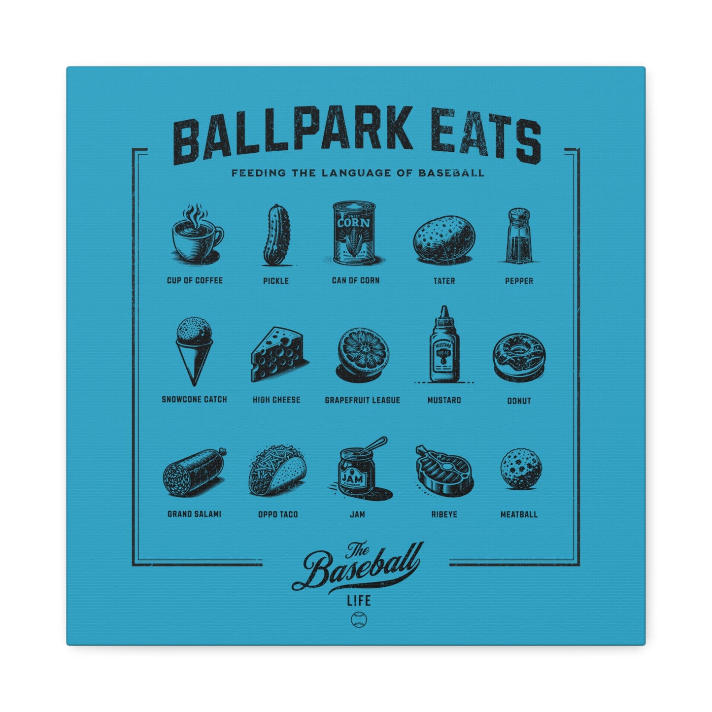 Ballpark Eats_Feeding the Language of Baseball Wall Art Canvas_Aqua