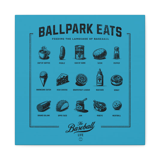 Ballpark Eats_Feeding the Language of Baseball Wall Art Canvas_Aqua