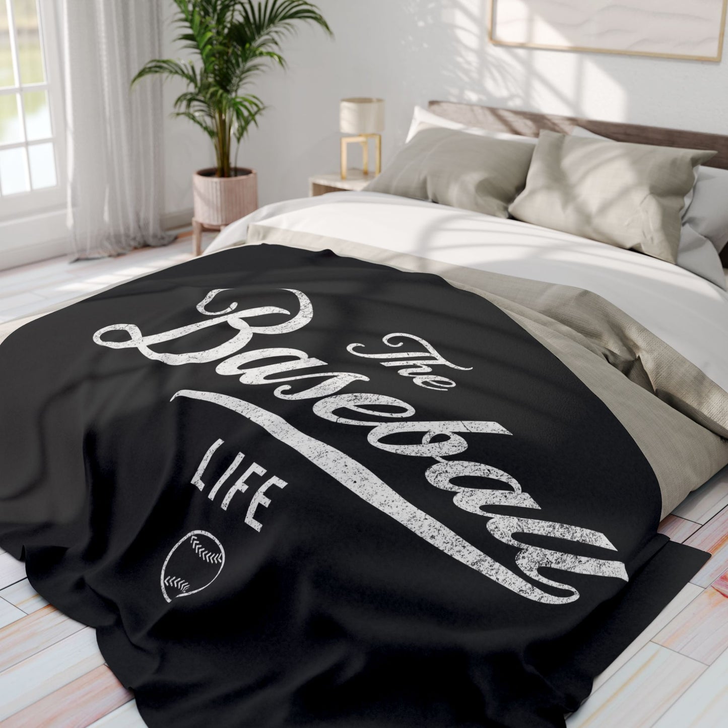 Fleece Blanket_Black w White Print