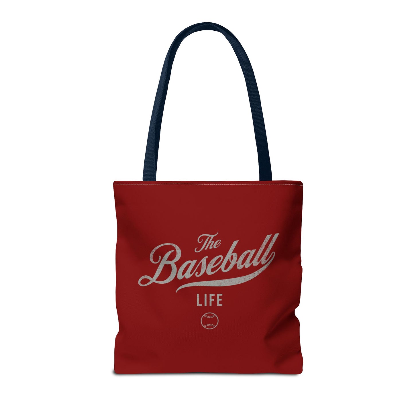 The Baseball Life Tote Bag_Maroon w Silver Gray Print