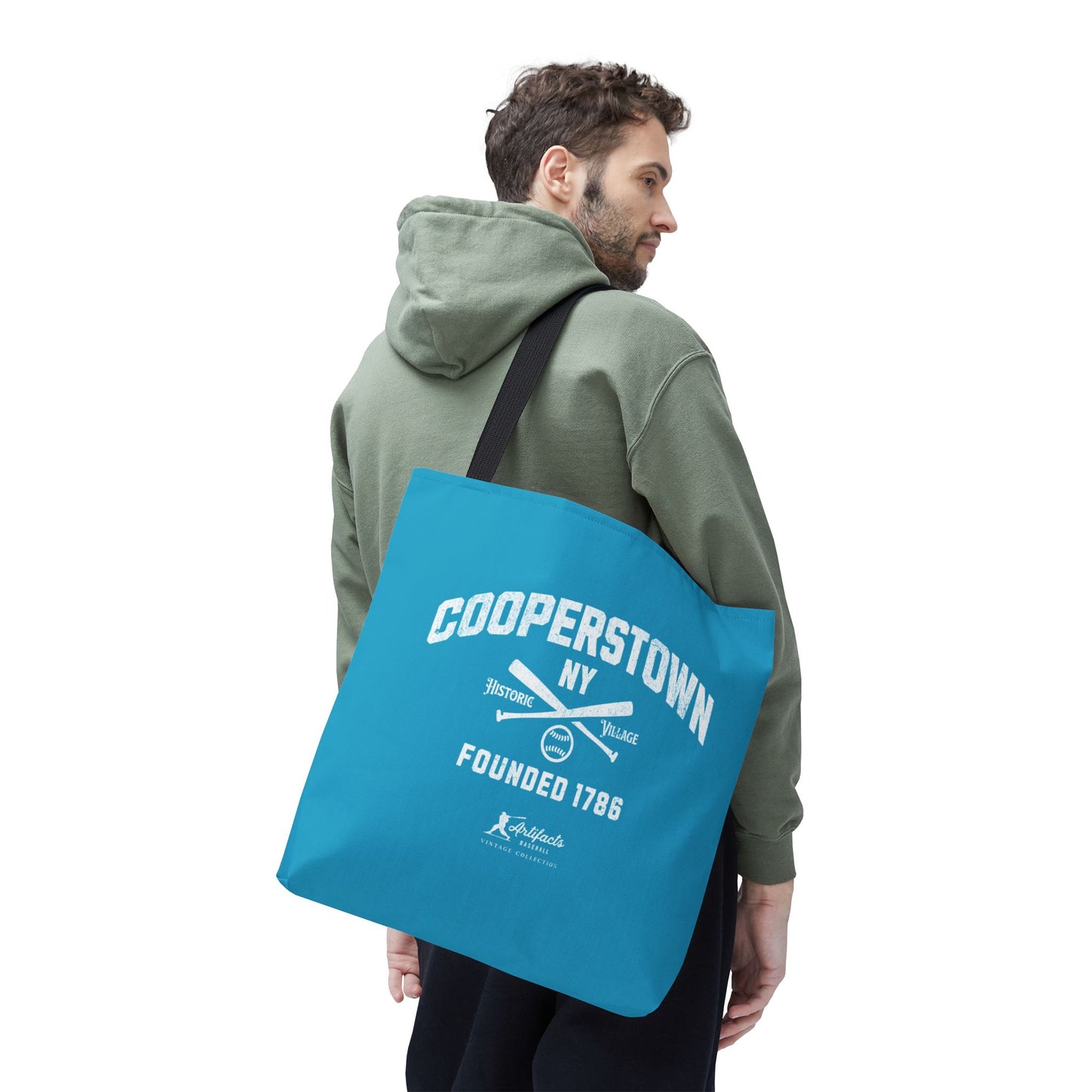Cooperstown, NY Tote Bag_Turquoise w White Print
