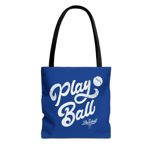 Play Ball Script Tote Bag_Royal Blue