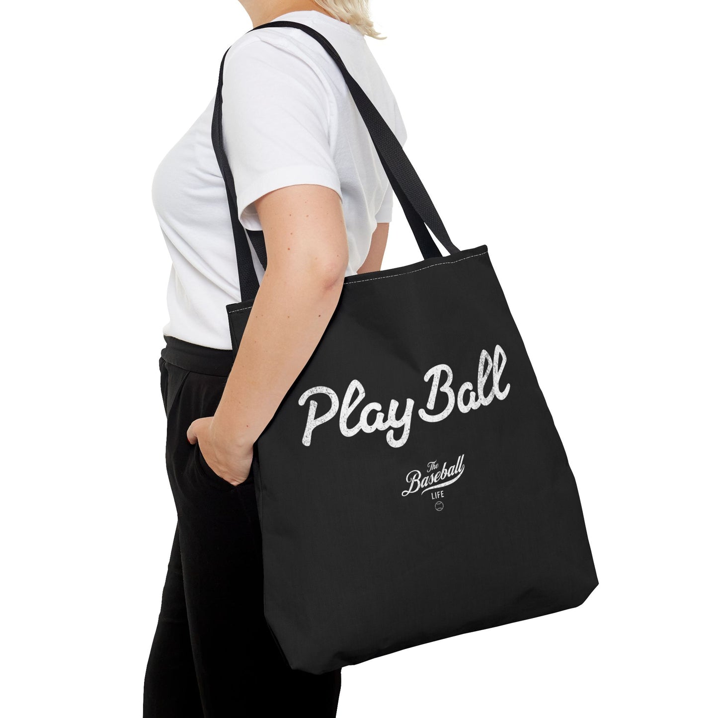 Play Ball Tote Bag_Black with White Print
