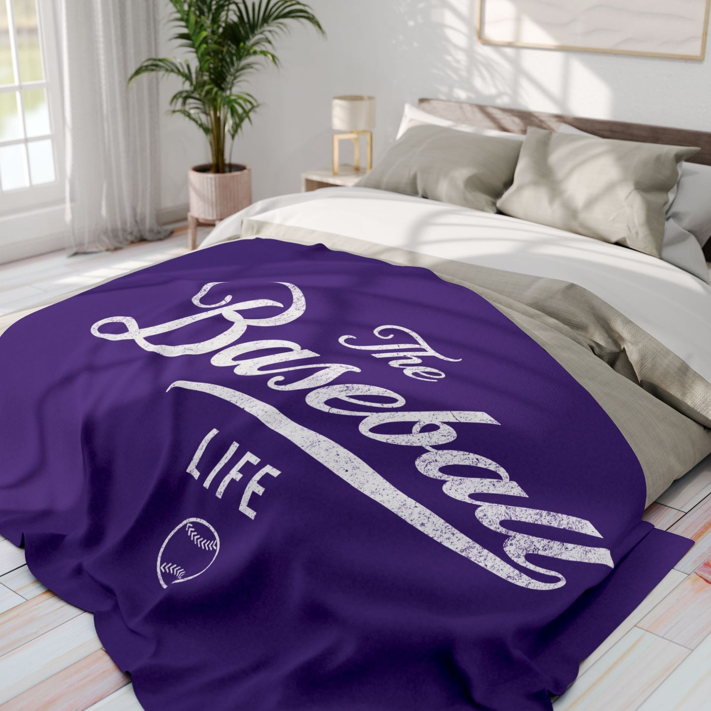 Fleece Blanket_Purple w White Print