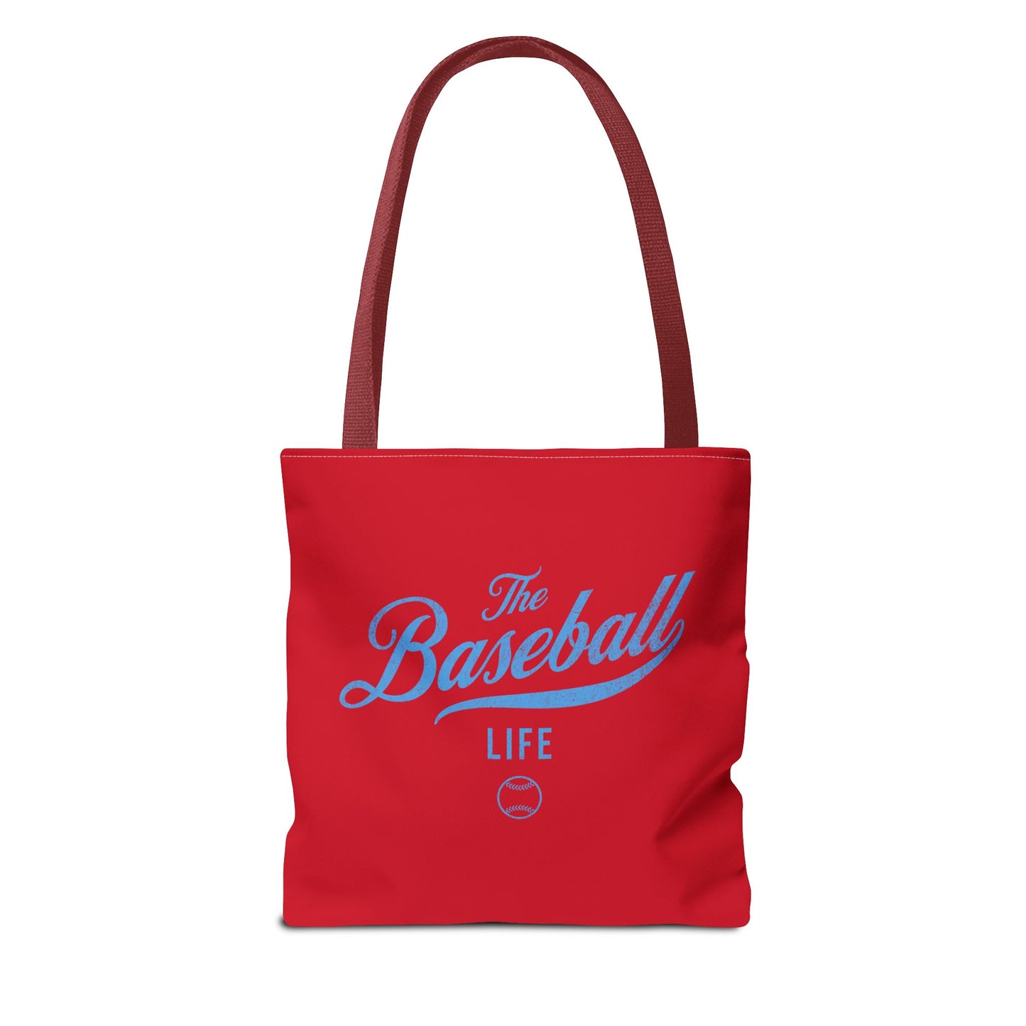 The Baseball Life Tote Bag_Red w Carolina Blue Print