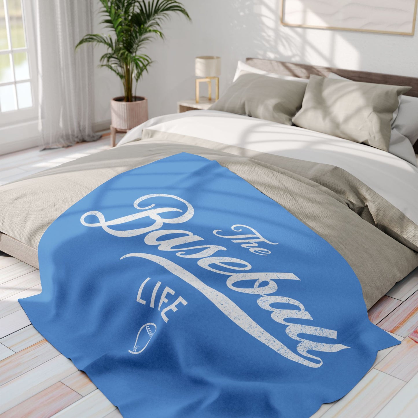 Fleece Blanket_Carolina Blue w White Print