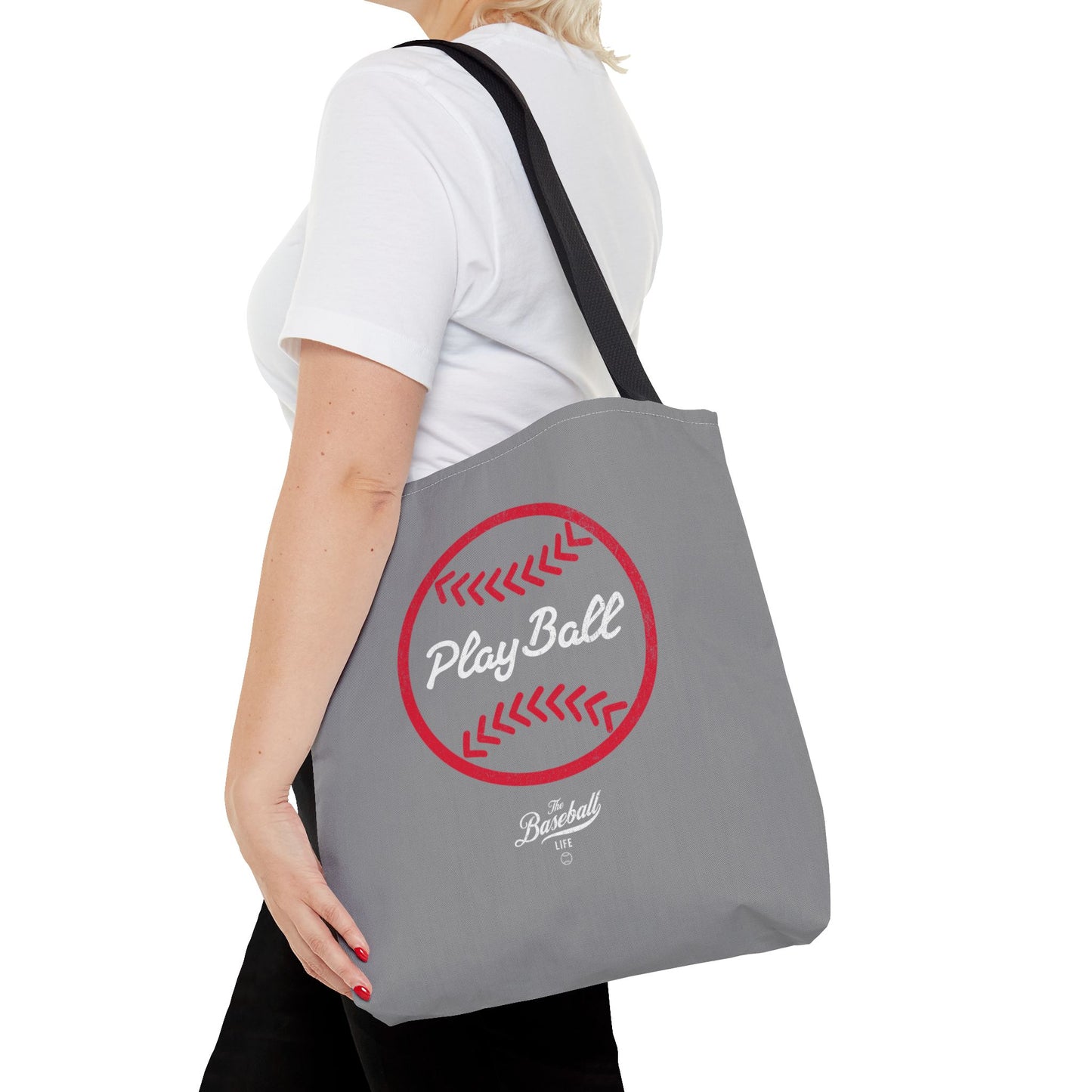 Baseball Icon Play Ball Tote Bag_Gray