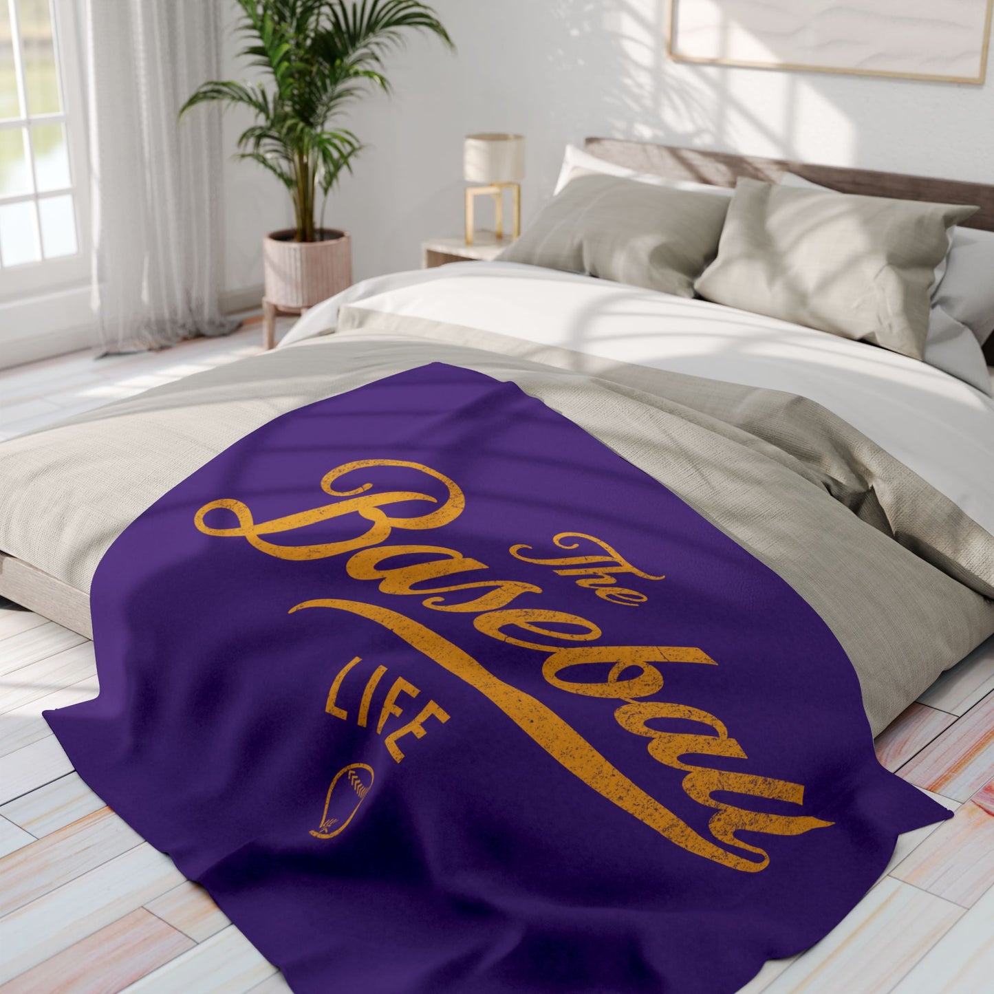 Fleece Blanket_Purple w Yellow Gold Print
