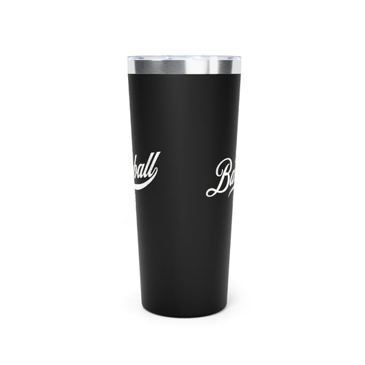 The Baseball Life 22oz Insulated Travel Tumbler_Black w White Print