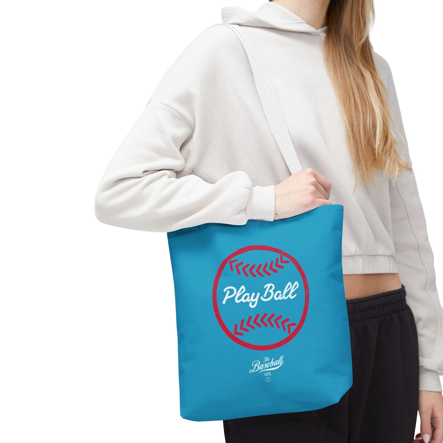 Baseball Icon Play Ball Tote Bag_Turquoise