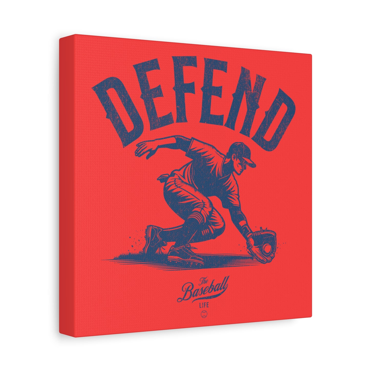 Defend Infielder Wall Art Canvas_Coral Red