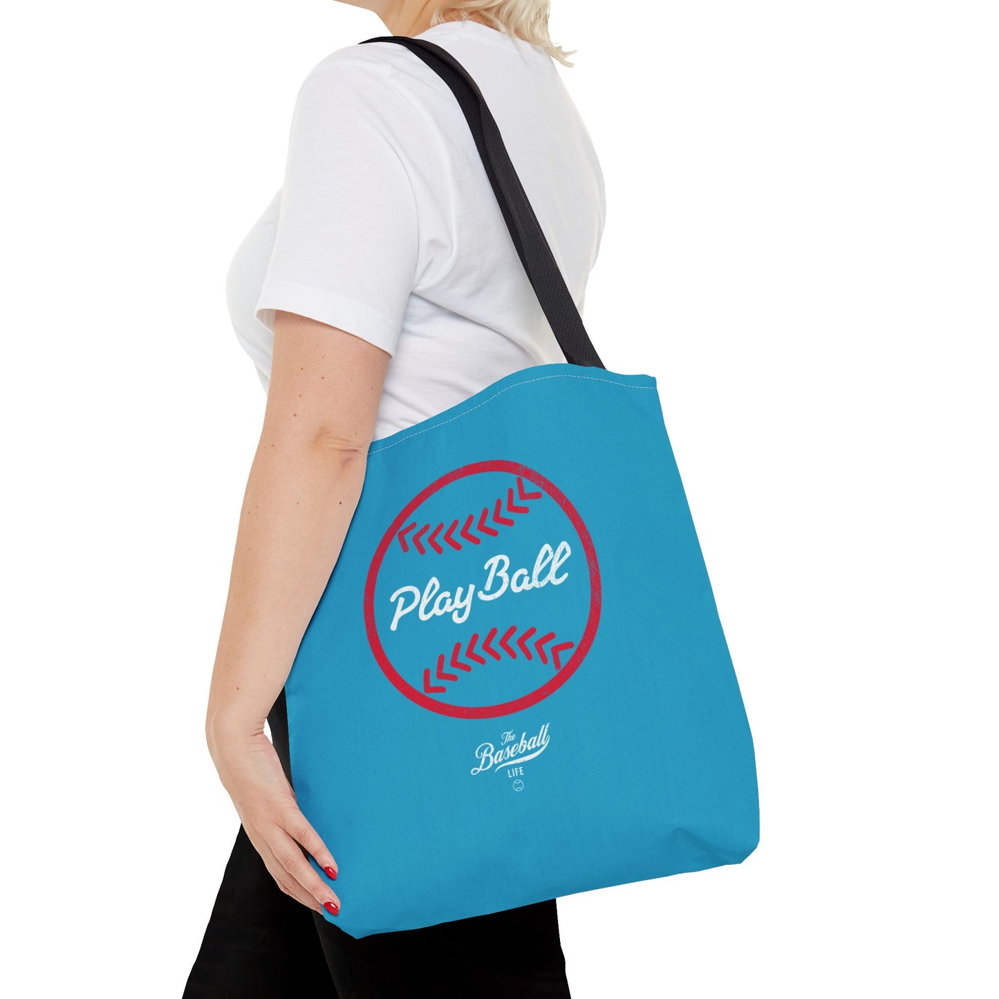 Baseball Icon Play Ball Tote Bag_Turquoise