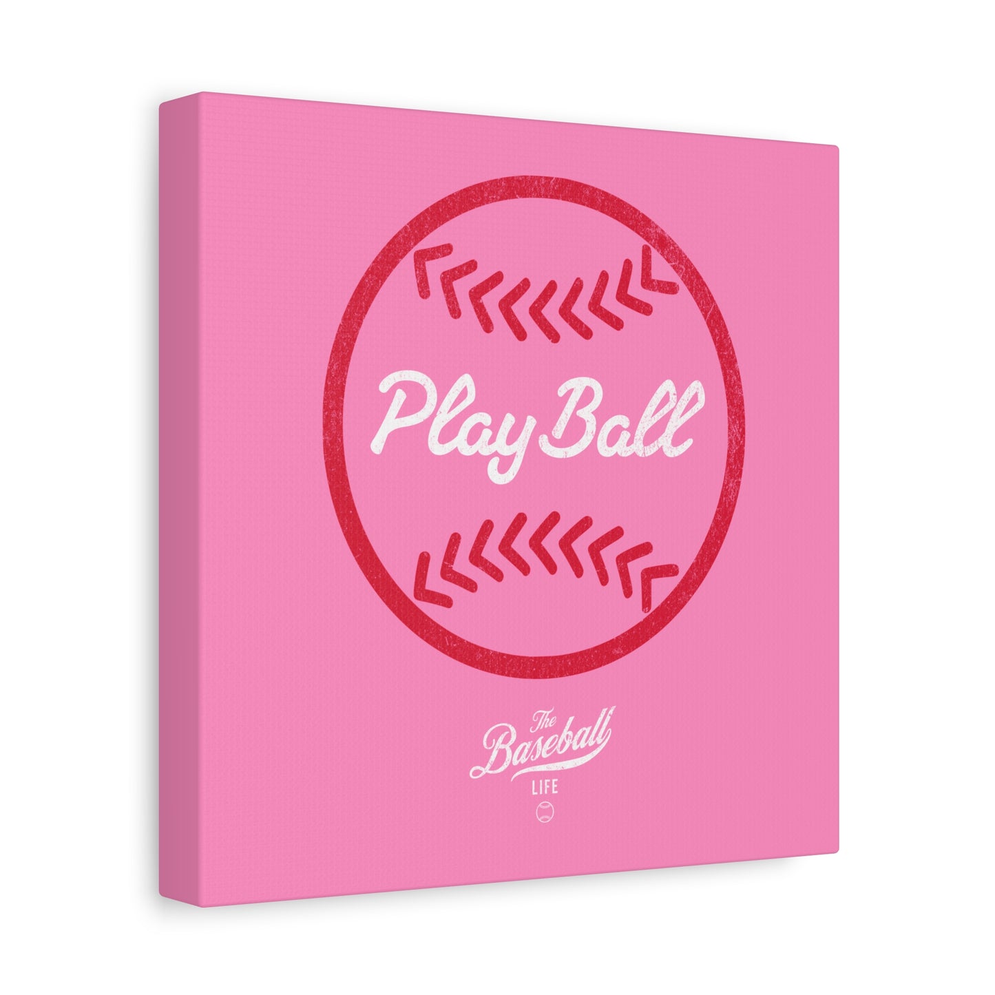 Play Ball Graphic Baseball Wall Art Canvas_Bubble Gum Pink