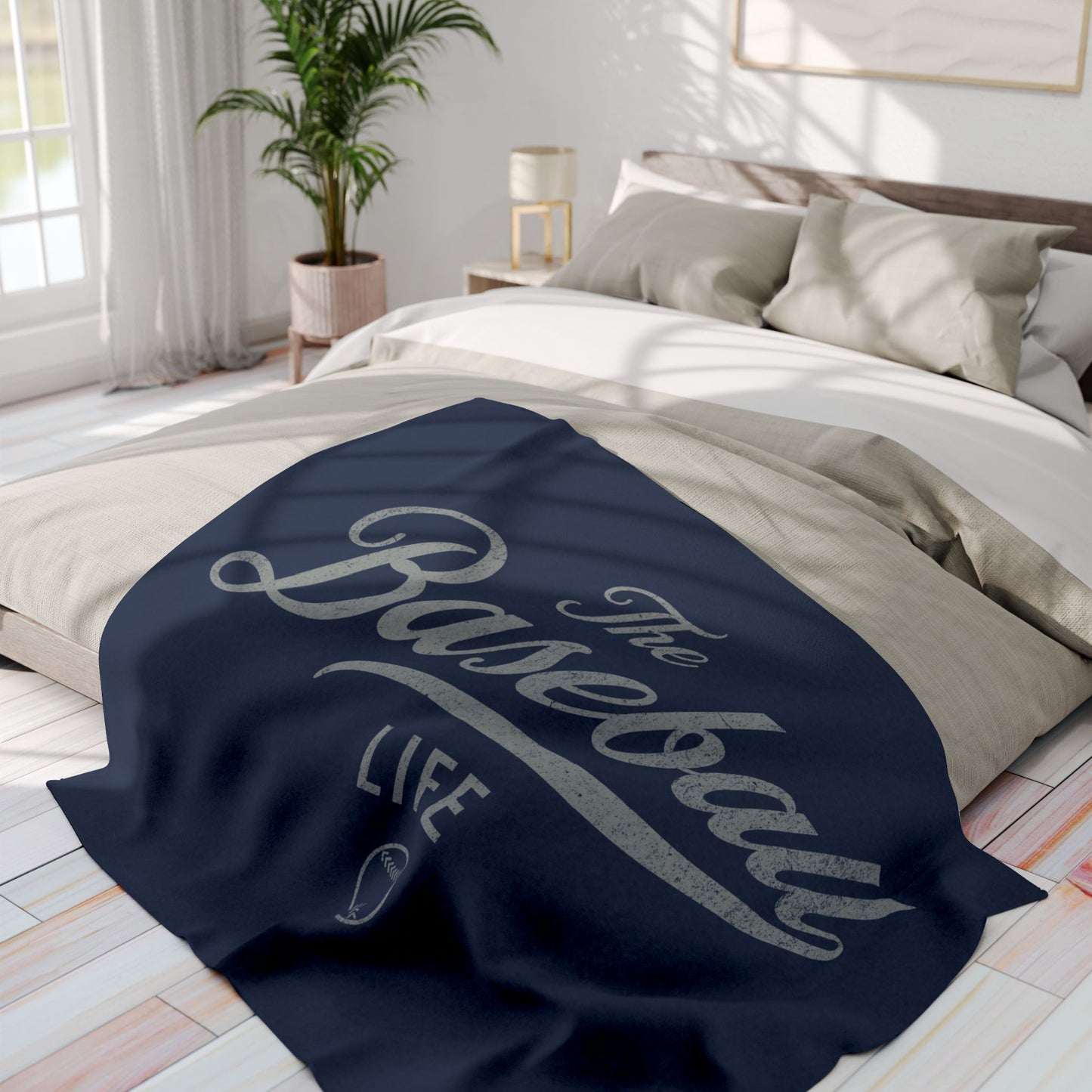 Fleece Blanket_Navy w Silver Gray Print