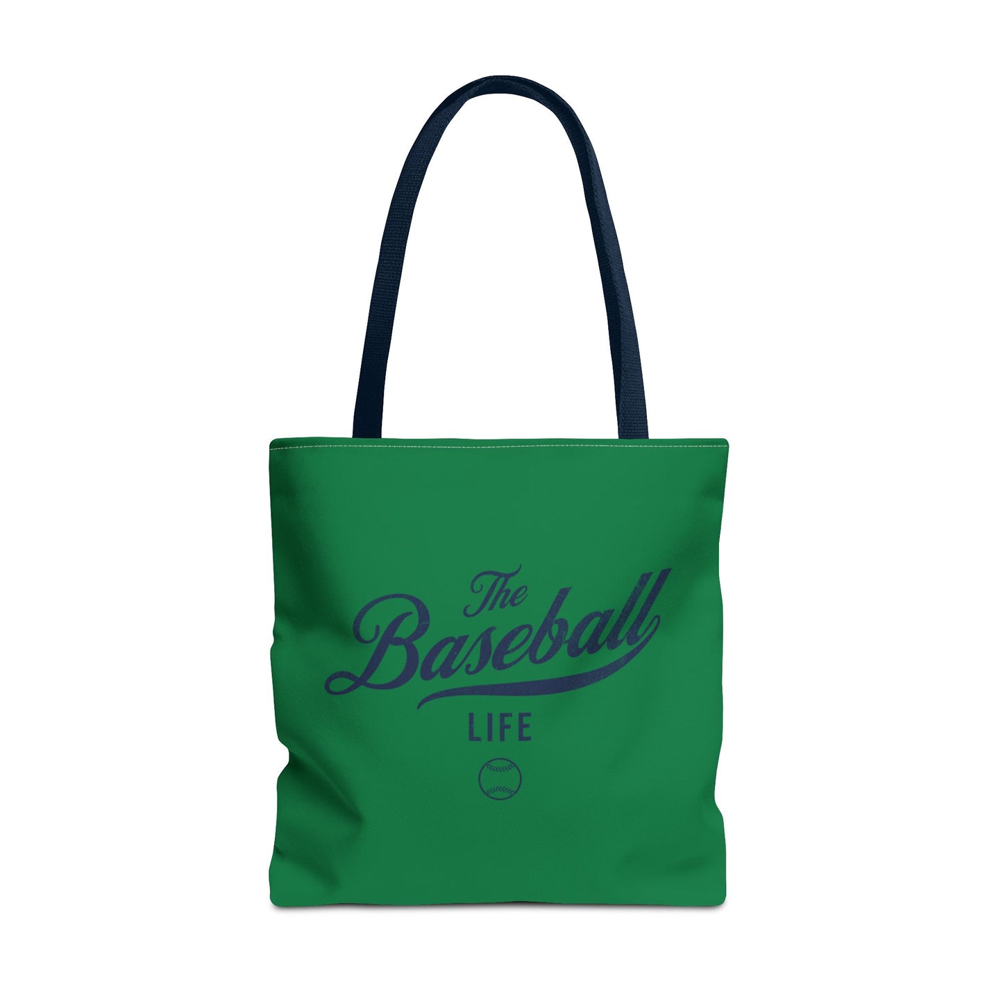 The Baseball Life Tote Bag_Green w Navy Print