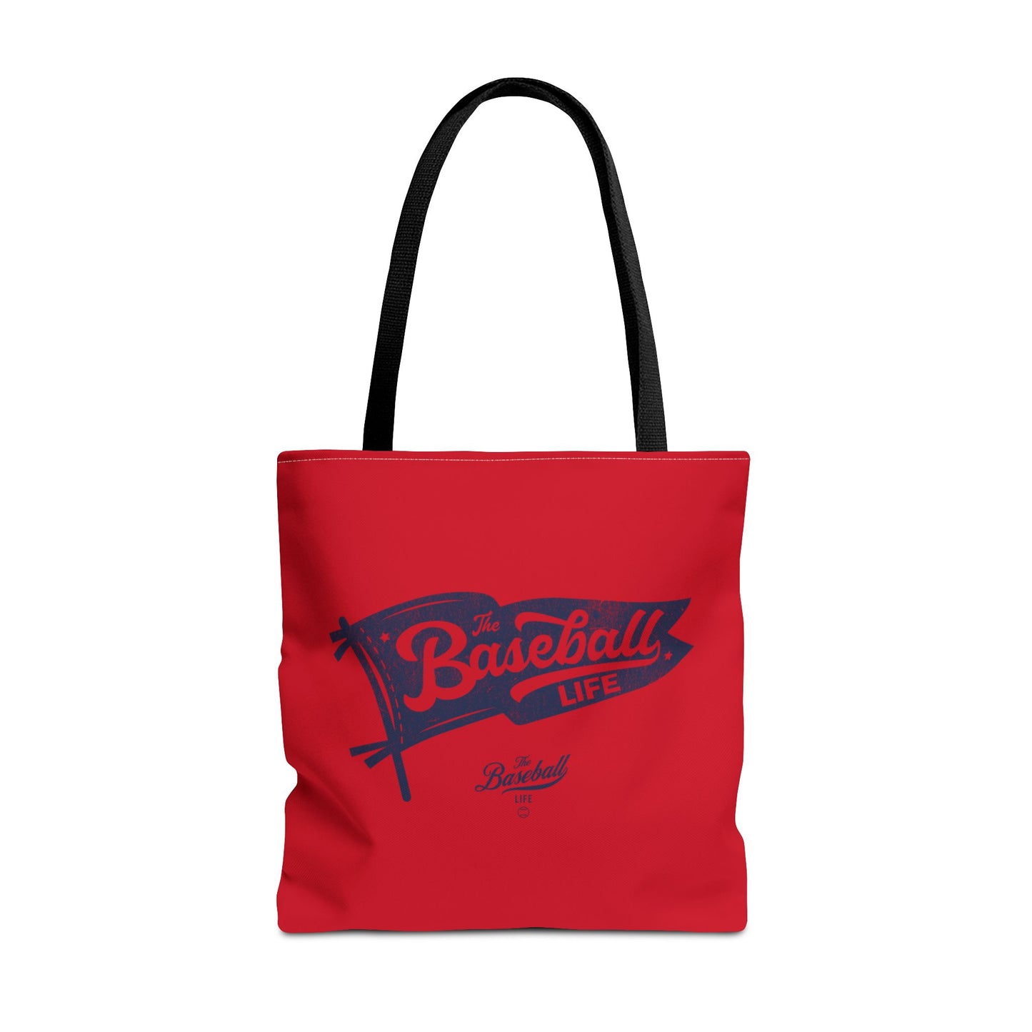 Vintage Pennant Tote Bag_Navy Print on Red