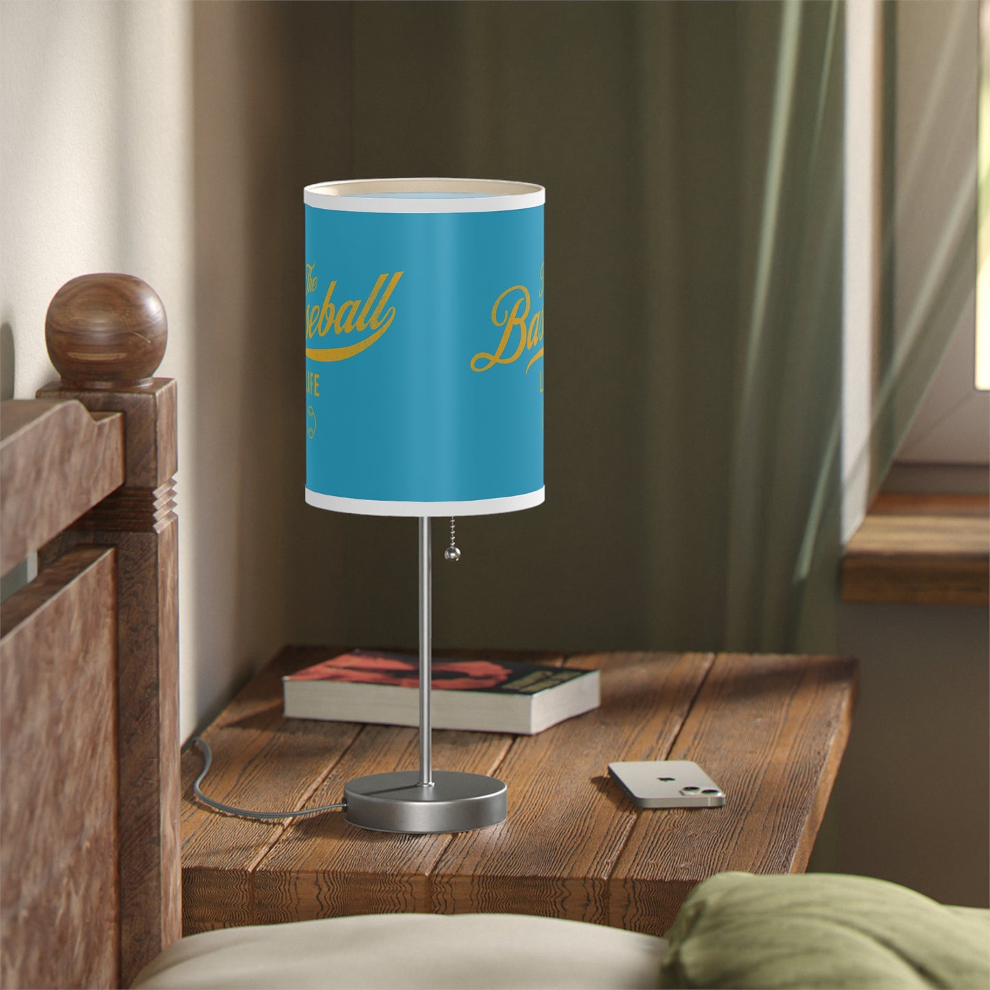 Table Lamp_Turquoise w Yellow Gold Print