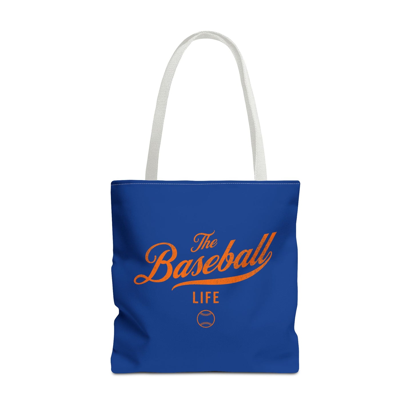 The Baseball Life Tote Bag_Royal w Orange Print