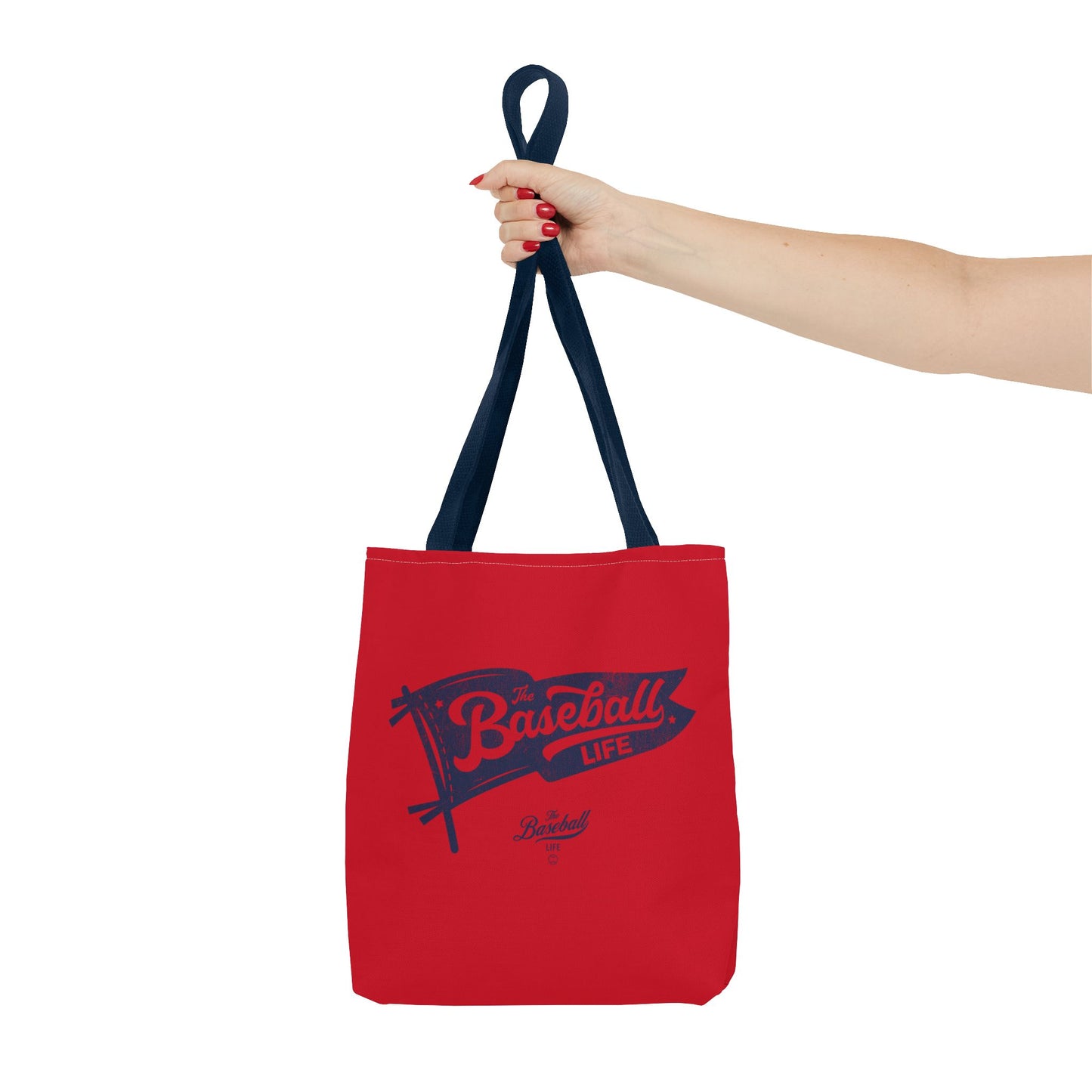 Vintage Pennant Tote Bag_Navy Print on Red