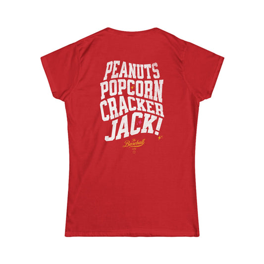 Women's Peanuts Popcorn Crackerjack Baseball T-Shirt