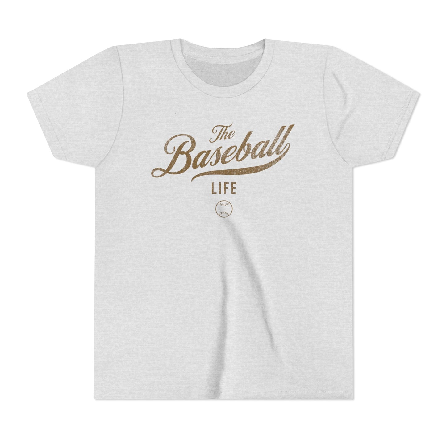 Youth The Baseball Life Classic Script T-Shirt_Old Gold Print