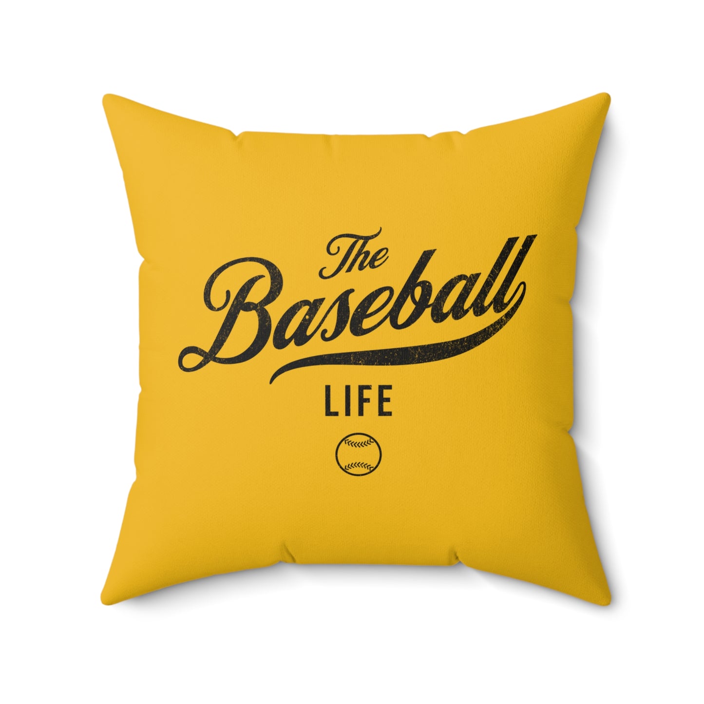 The Baseball Life Accent Pillow_Yellow Gold w Black Print