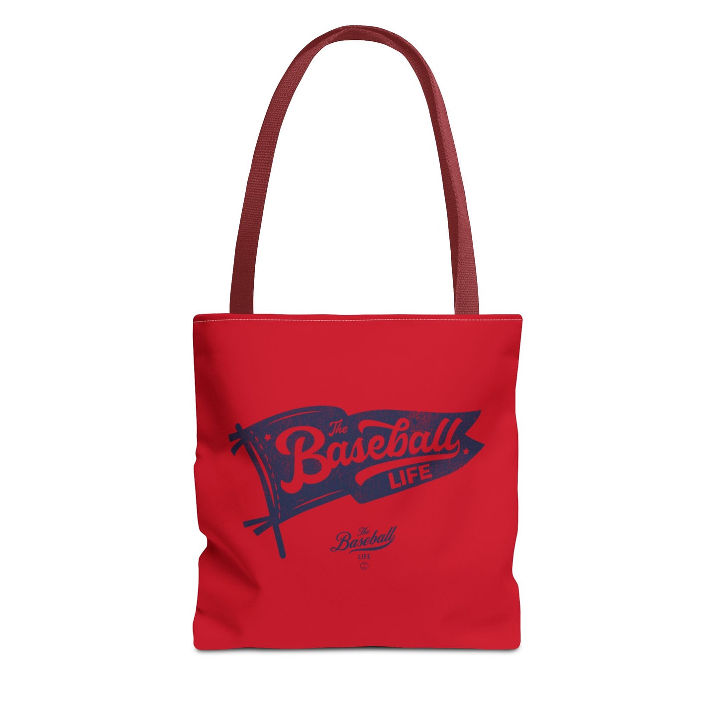 Vintage Pennant Tote Bag_Navy Print on Red