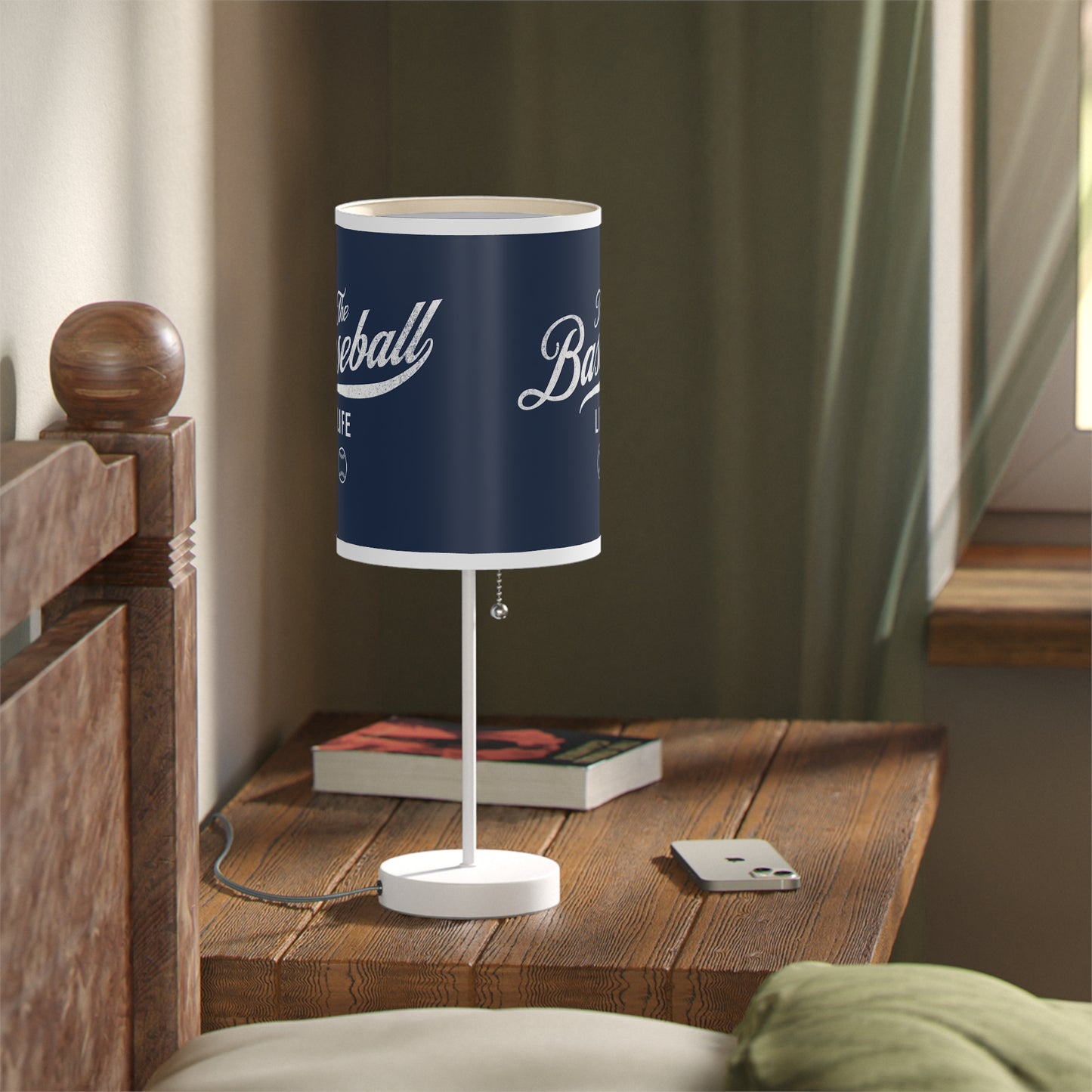 Table Lamp_Navy w White Print